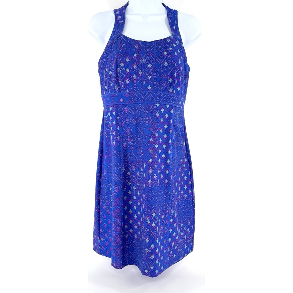 Title Nine Tank Dress Size 4 Women's Back Zipper Pull Blue Purple Print Athletic